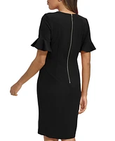 Calvin Klein Women's Scuba Crepe Short-Sleeve Sheath Dress