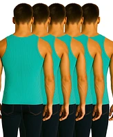 Galaxy By Harvic Men's 5-Pack Heavyweight Ribbed Tank Top
