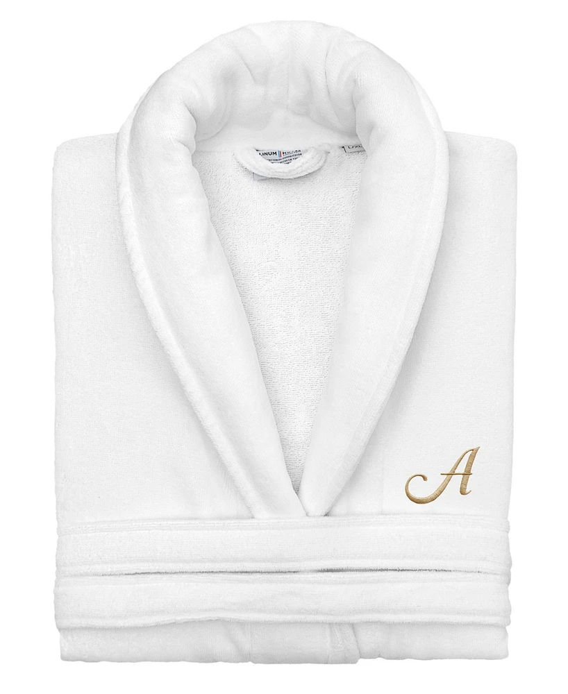 Linum Home Turkish Personalized Unisex Anovia Velour Cotton Bathrobe
