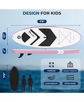 Free-Flow Inflatable Kids Stand-Up Paddle Board – Welded Design, Hand Pump, 3-Shaft Paddle, Leash, Fin, Repair Kit & Backpack Included