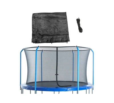 Plexalife Trampoline Safety Net Fits 12 ft Round Trampolines using 6 Curved Poles for Top Ring Frame, Installs Inside of Frame