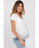 Pinkblush Maternity White Basic Short Sleeve Fitted Top