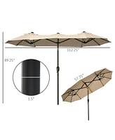 Flynama Double-sided Patio Umbrella 9.5' Large Outdoor Market Umbrella with Push Button Tilt and Crank