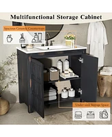 Casainc 36" Bathroom Vanity Organizer with Ceramic Sink, Stylish & Functional Storage
