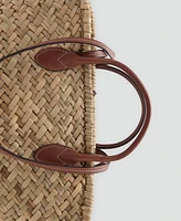 Mango Women's Large Double-Handle Natural Fiber Basket Bag