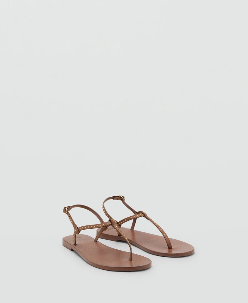 Mango Women's Mini Studs Leather Sandals