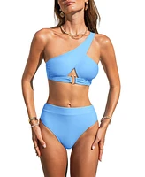 Cupshe Women's Chic One-Shoulder Cutout Bikini Set