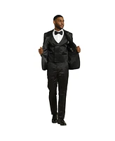 Stacy Adams Men's 3-Piece Paisley Jacket With Solid Vest And Pants Suit Notch Lapel