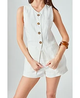 English Factory Women's Linen Vest