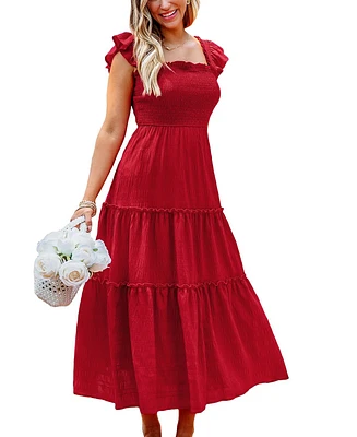 Cupshe Women's Spiced Cherry Red Midi Beach Dress