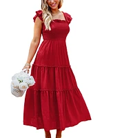 Cupshe Women's Spiced Cherry Red Midi Beach Dress