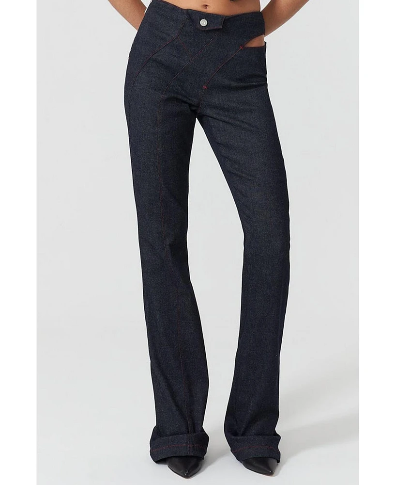 Jendue Women's Davidson Cut Out Wide Leg Pants