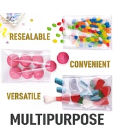200 Pack Candy Treat Cellophane Bags - 5x7 Thick Plastic Candy Bags with Ties for Goodie Bags