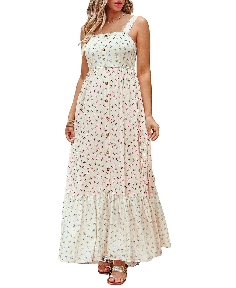 Cupshe Women's Countryside Stroll Floral Maxi Beach Dress