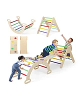 5 in 1 Wooden Climbing Toys for Toddlers, Triangle Climber with Ramp for Sliding or Climbing