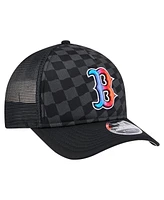 New Era Men's Black Boston Red Sox Gradient 9FORTY A-Frame M-Crown Trucker Adjustable Hat