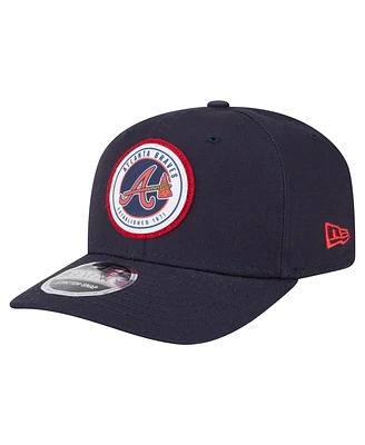 New Era Men's Navy Atlanta Braves Circle Patch 9SEVENTY Stretch-Snap Hat