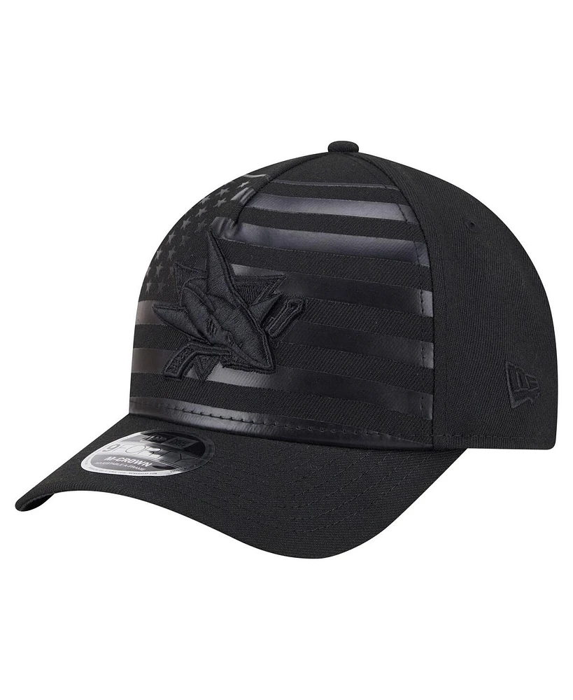 New Era Men's Black San Jose Sharks Game Day Stealth Flag 9FORTY A-Frame Adjustable Hat