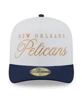 New Era Men's White/Navy New Orleans Pelicans 2025 Nba Draft A-Frame 59FIFTY Fitted Hat