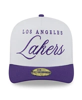 New Era Men's White/Purple Los Angeles Lakers 2025 Nba Draft A-Frame 59FIFTY Fitted Hat