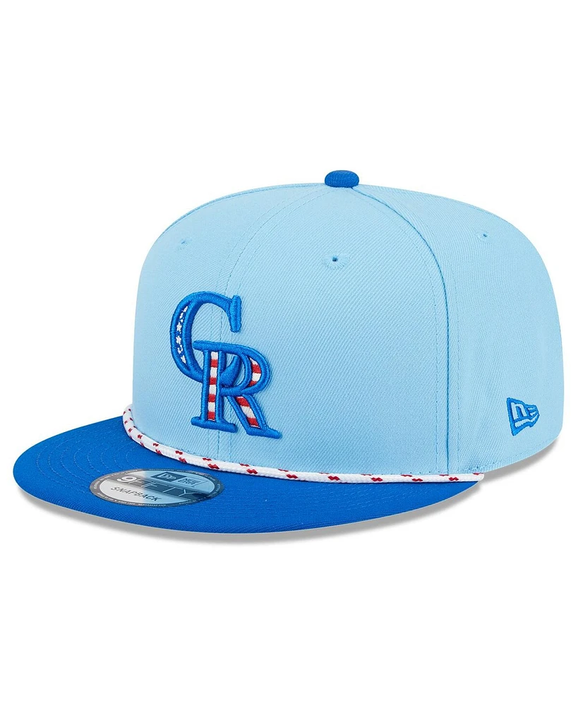 New Era Men's Light Blue/Blue Colorado Rockies 2025 Fourth of July 9FIFTY Snapback Hat