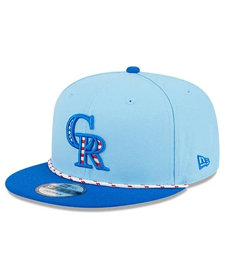 New Era Men's Light Blue/Blue Colorado Rockies 2025 Fourth of July 9FIFTY Snapback Hat