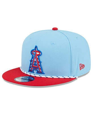 New Era Men's Light Blue/Red Los Angeles Angels 2025 Fourth of July 9FIFTY Snapback Hat