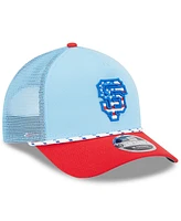 New Era Men's Light Blue/Red San Francisco Giants 2025 Fourth of July 9FORTY A-Frame M-Crown Adjustable Trucker Hat