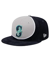 New Era Men's Navy/Gray Seattle Mariners Retro Split Corduroy Snapback Hat