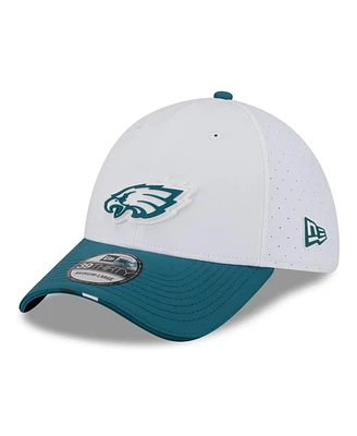 New Era Men's White/Midnight Green Philadelphia Eagles 2025 Nfl Training Camp 39THIRTY Flex Hat