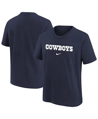 Nike Big Boys and Girls Navy Dallas Cowboys Team Wordmark T-Shirt
