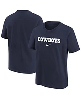 Nike Big Boys and Girls Navy Dallas Cowboys Team Wordmark T-Shirt