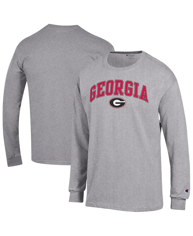 Champion Men's Heather Gray Georgia Bulldogs Arch Over Logo Long Sleeve T-Shirt