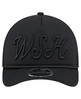 New Era Men's Black Washington Nationals City Initial 9FORTY A-Frame M-Crown Adjustable Trucker Hat