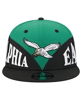 New Era Men's Kelly Green/Black Philadelphia Eagles Split 9FIFTY Snapback Hat