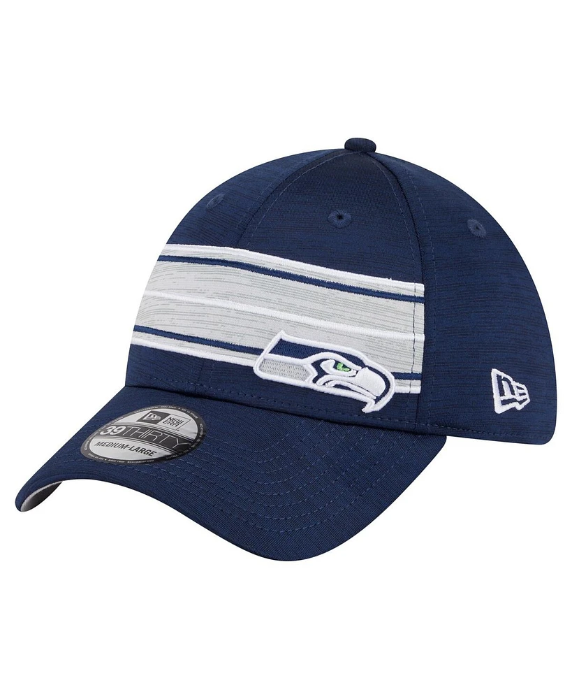 New Era Men's College Navy Seattle Seahawks Stripes 39THIRTY Flex Hat