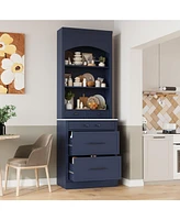 Streamdale Furniture Kitchen Pantry Cabinet Faux Marble Top