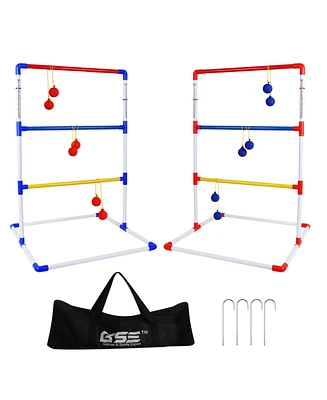 Premium Solid Plastic Ladder Ball Toss Game Set with Ladder Ball Bolas & Carrying Case