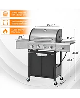 Mondawe 4 Burner 51,000 Btu Stainless Steel Barbecue Gas Grill with Side Burner and Cover