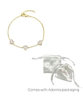 Adornia Gold Mother of Pearl Mini Halo Heart Bracelet