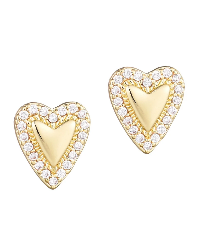 Adornia Gold Puffy Mini Halo Heart Stud Earrings