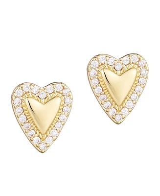 Adornia Gold Puffy Mini Halo Heart Stud Earrings