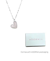 Adornia Silver Mother of Pearl Beaded Edge Heart Necklace