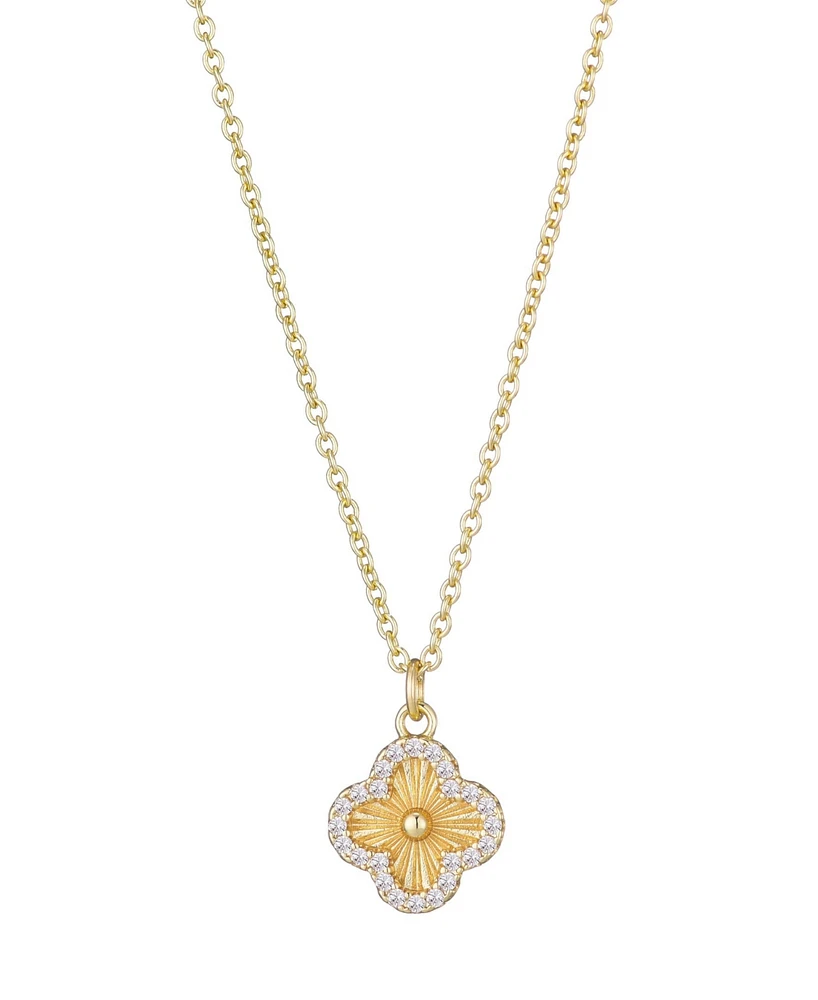 Adornia Cubic Zirconia Button Clover Halo Pendant Necklace
