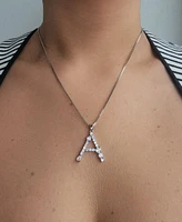 Adornia Silver Crystal Mixed Stone Initial Necklace
