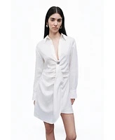 Nocturne Women's Linen Mini Dress with Accessory Detail