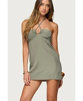 Edikted Womens Anetta Keyhole Halter Mini Dress