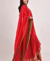 Raas Women's Red Banarasi Jacquard Lehenga Choli