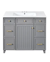 Streamdale Furniture 36" Bathroom Vanity w/ Ceramic Sink & Hairdryer Drawer