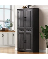 Streamdale Furniture 71" Farmhouse Pantry Cabinet with Pull Out Organizers